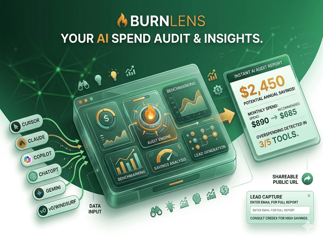 Example BurnLens audit result showing savings breakdown across AI tools